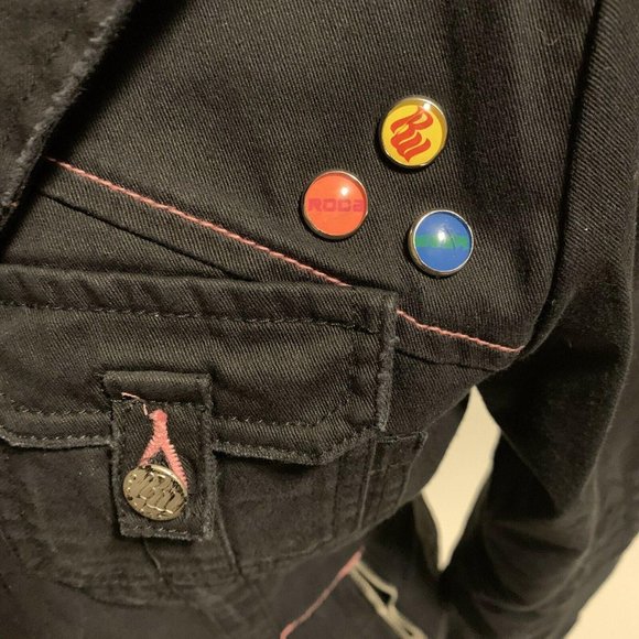 Vintage Rocawear Jacket Black Juniors L Pink Embro - Picture 3 of 12